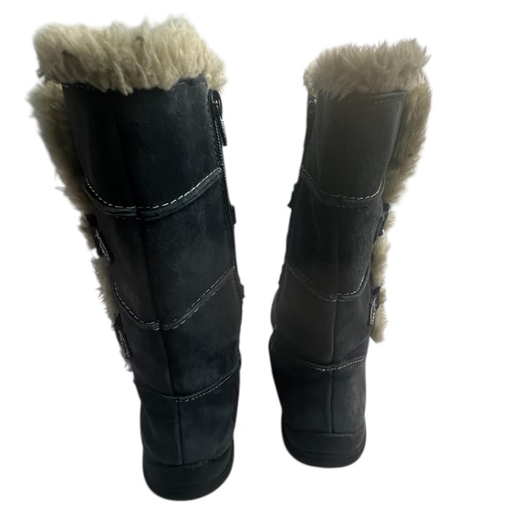 Earth Origins by Earth “Danielle” Black Suede Leather & Faux Fur Mid-Calf Boots - Picture 4 of 12